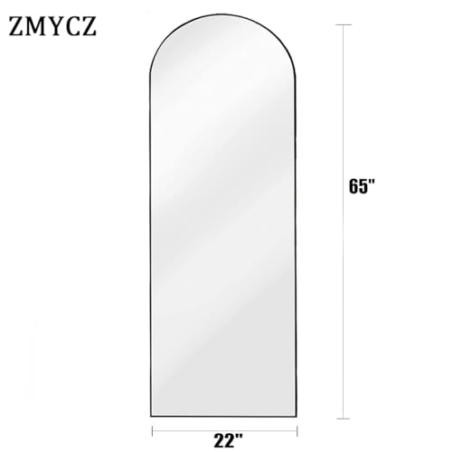 Black Arched Floor Mirror, 56x20, Standing or Leaning, Bedroom Mirror