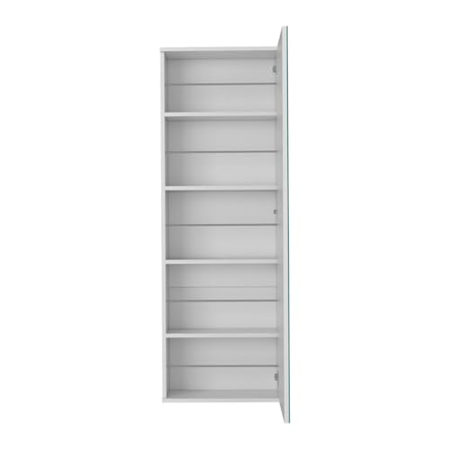 White Wall Mount Shoe Cabinet with Mirror Door & 5-Layer Shelves