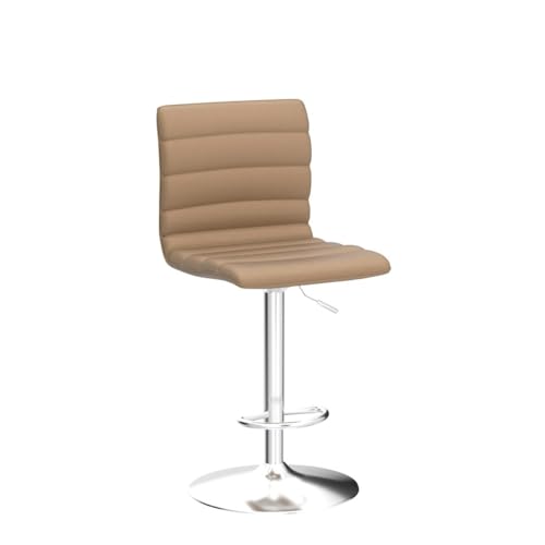 Modern Adjustable Barstools: Set of 2 Swivel PU Leather Stools for Kitchen Island/Counter (Sand Color)