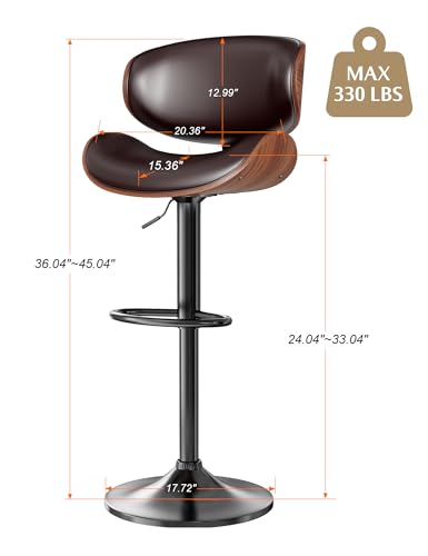 Modern Brown Bar Stools Set of 4 for Kitchen and Dining Room