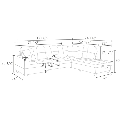CDT MEDIA Dark Grey Sectional with Right Chaise
