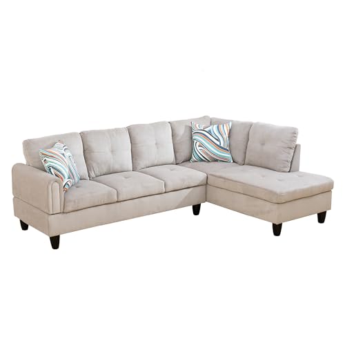 Grey and White Corduroy Right Chaise Sofas & Couches by CDT MEDIA MZX-Niki-SF-00062-LWJ for Customers Looking for Furniture