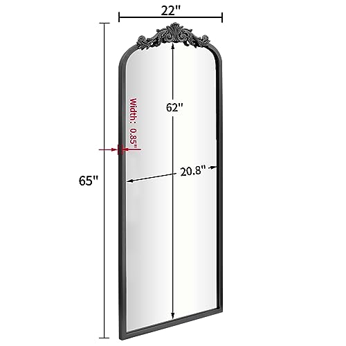 Elegant Antique Black Full-Length Wall Mirror for Entryway, Living Room, Hallway