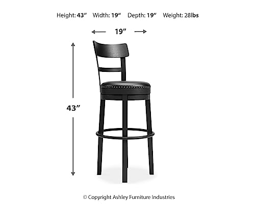 Black Signature Design by CDT MEDIA Casual Pub Height Barstool (30.38)