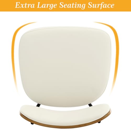 Mid Century Modern Swivel Bar Stools, Cream White, 26" Height