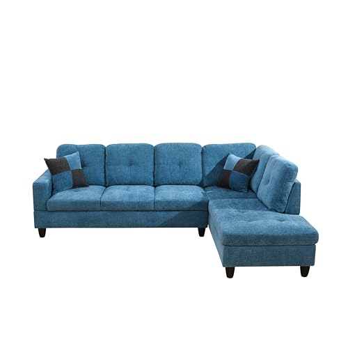 Blue Sectional Sofa: CDT MEDIA MZX-Carl-SS-00038-LWJ, 103.5x74.5x35 (Audience: General furniture shoppers)