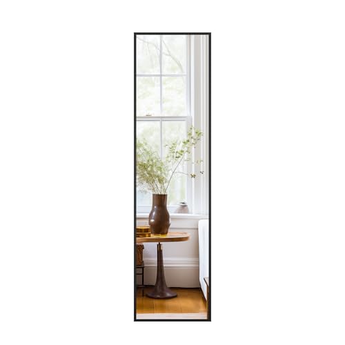 Black Aluminum Standing Mirror for Bedroom and Living Room (56x15)