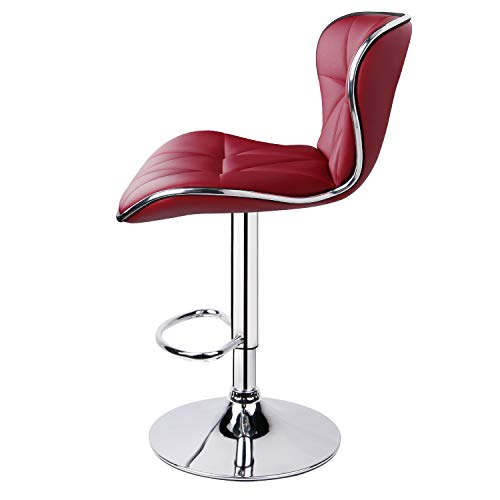 Wine Red Swivel Bar Stools with Leopard Print Back (Set of 2)