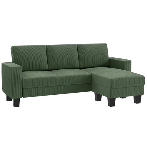 Eco-Friendly Green L-Shaped Sectional Sofa for Homes and Offices