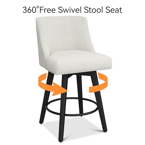 Modern Fabric Bar Stools with Back, Counter Height, Set of 2