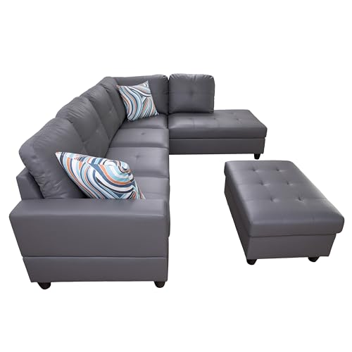 Dark Grey Leather Right Chaise Sofa by CDT MEDIA MZX-Niki-SF-00101-LWJ