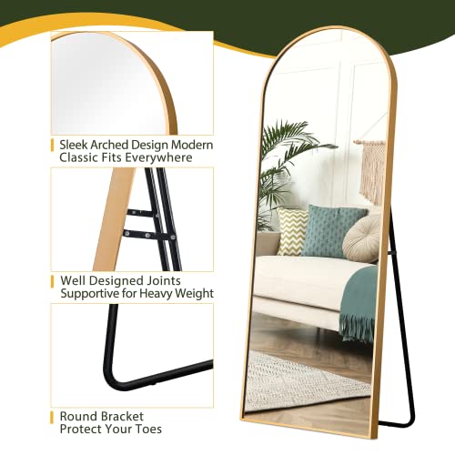 CDT MEDIA Arch Full Length Mirror, 64 x 21 Gold Floor Mirror for Bedroom/Bathroom/Dorm Room/Vanity