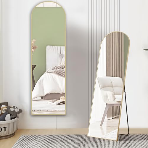 Gold Standing Full-Length Floor Mirror for Bedroom or Living Room