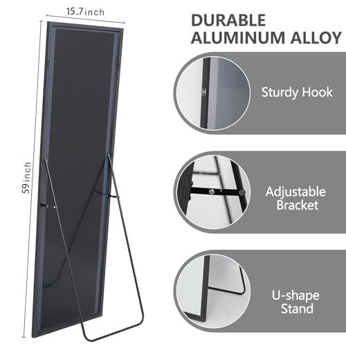 Black Standing Full-Length Bedroom Mirror - 59x15.7