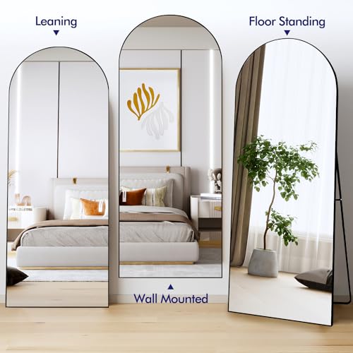 Oversized Black Full Length Mirror with Stand for Home Decor