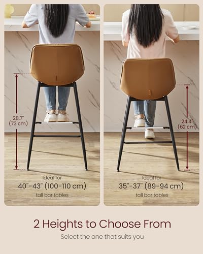 Set of 2 Bar Stools with Backrest for Kitchen Island and Home Bar