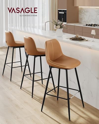 Set of 2 Bar Stools with Backrest for Kitchen Island and Home Bar