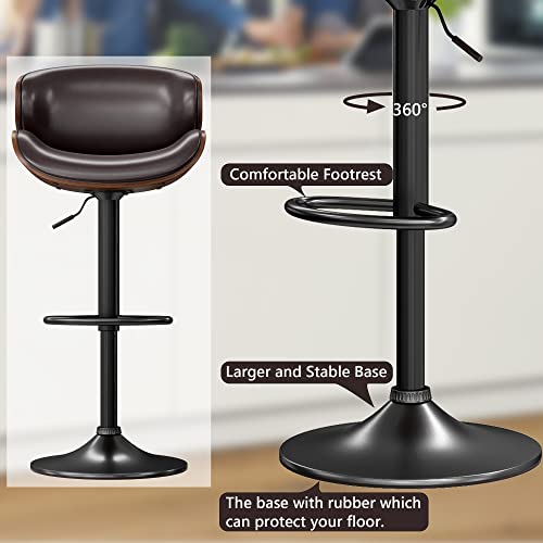 Vintage Brown Bar Stools Set of 4 for Kitchen and Dining Room