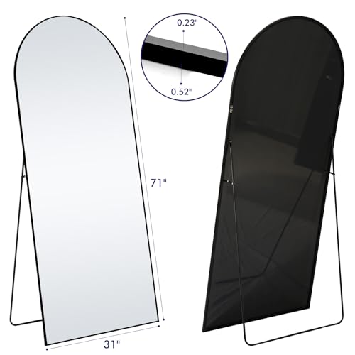 Oversized Black Full Length Mirror with Stand for Home Decor