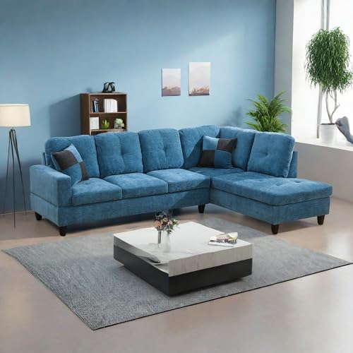 Blue Sectional Sofa: CDT MEDIA MZX-Carl-SS-00038-LWJ, 103.5x74.5x35 (Audience: General furniture shoppers)