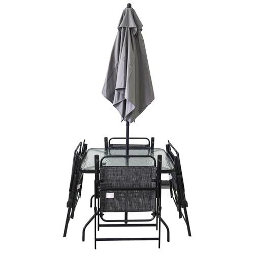 4-Person Metal Patio Furniture Set with Umbrella for Outdoor Spaces