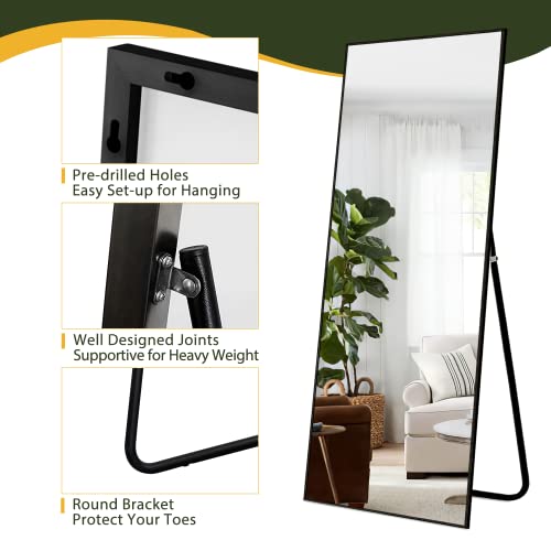 Large Black Full-Length Mirror for Modern Bedrooms and Living Rooms