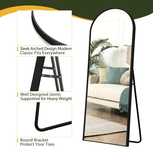 CDT MEDIA Arch Standing Mirror, 64 x 21, Full Length Metal Mirror for Bedroom/Bathroom/Dorm Room/Vanity, Modern Design, Black