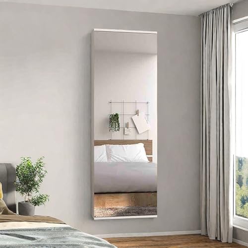 Wall Mounted Shoe Cabinet with Mirror Door, 5-Layer Storage Shelves, White