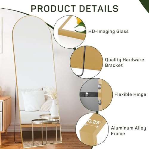 Full Length Arched Mirror with Shatter-Proof Glass for Bedroom or Cloakroom