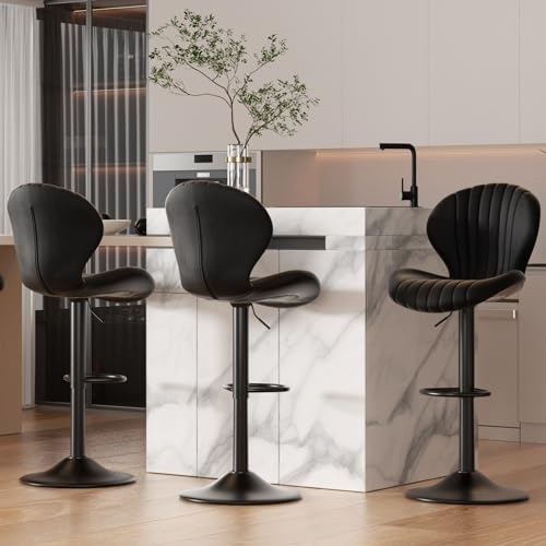 Modern Swivel Bar Stools Set of 3 with High Backrest - Easy Assembly for Bar, Kitchen, Dining Room