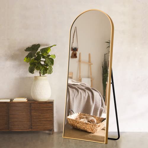 CDT MEDIA Arch Full Length Mirror, 64 x 21 Gold Floor Mirror for Bedroom/Bathroom/Dorm Room/Vanity