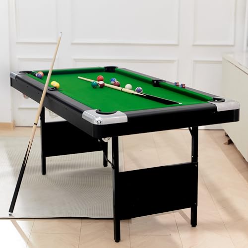 5.5Ft 3-in-1 Billiard, Game, and Table Tennis Table for Living, Play, Game Rooms in Black+Blue