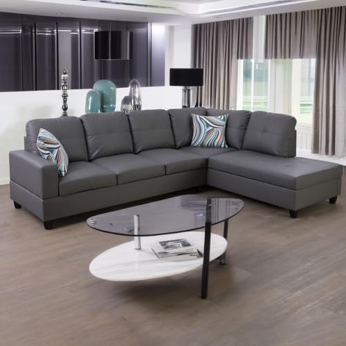 CDT MEDIA Dark Grey Sectional with Right Chaise