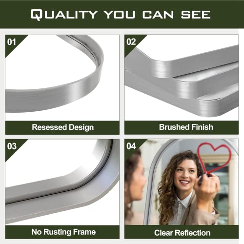 Modern Farmhouse Style Full-Length Wall Mirror, 71x28", Silver Alloy Frame