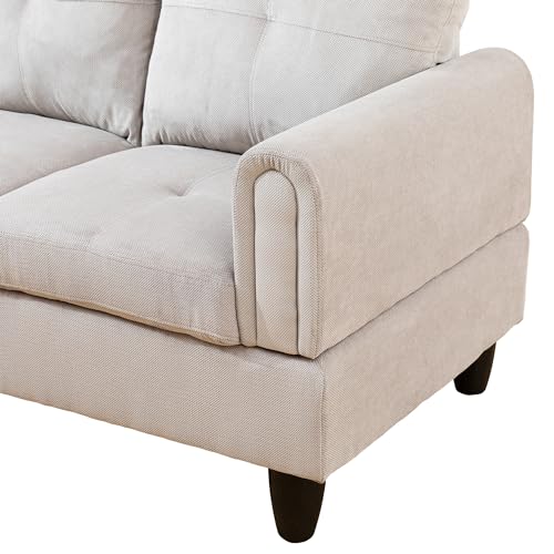 CDT MEDIA Grey and White Corduroy Right Chaise Sofas & Couches MZX-Niki-SF-00062-LWJ