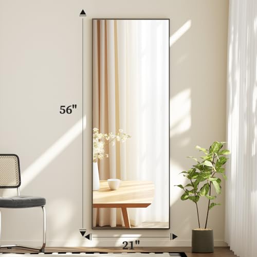 CDT MEDIAK Full-Length Mirror with Stand - Black Tempered Glass