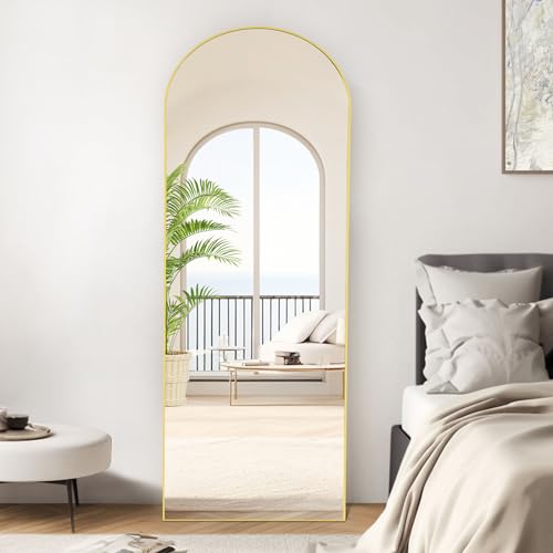 Full Length Bedroom Mirror 64x21 with Stand - Gold Frame