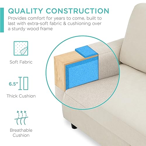 Ivory Compact Upholstered Sectional Sofa for Small Spaces