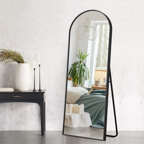 CDT MEDIA Arch Standing Mirror, 64 x 21, Full Length Metal Mirror for Bedroom/Bathroom/Dorm Room/Vanity, Modern Design, Black
