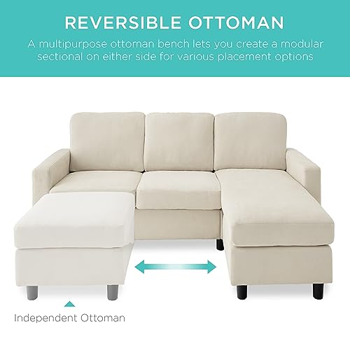 Compact Upholstered Sectional Sofa for Small Spaces - Ivory