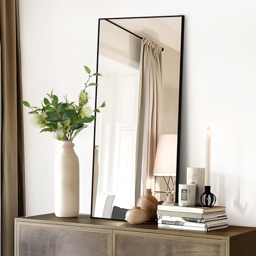 Black Full Length Mirror, 56x20, Free Standing or Wall Leaning Floor Mirror
