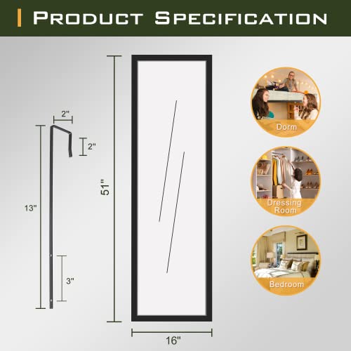 Elegant Over-The-Door Mirror for Bedroom, Dorm, or Dressing Room