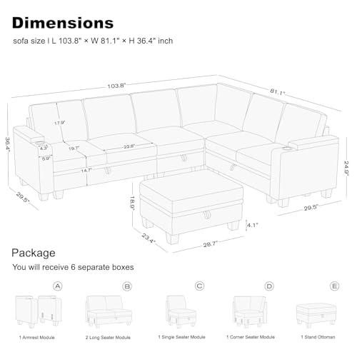 Space-Saving Dark Gray L-Shaped Sectional Sofa with Storage for Living Room