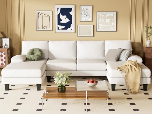 Convertible U-Shaped Sectional Sofa with Soft Chenille Fabric for Living Room