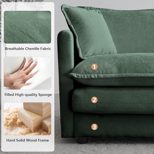 Modular Sectional Sofa for Living Room, 111.5 Inch U Shaped Couch Set with Ottoman
