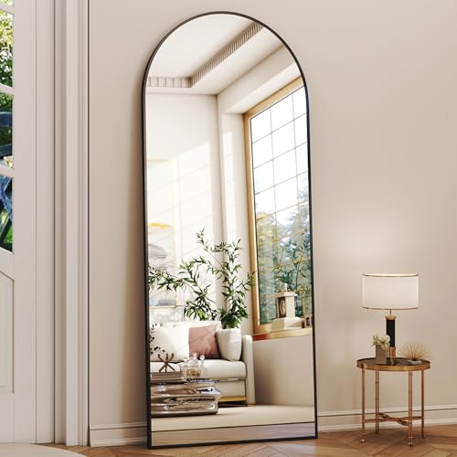 Black Floor Mirror - 21x 56 Rectangle, Aluminum Frame Free-Standing/Wall-Leaning Full-Length Mirror for Living Room, Bedroom, and Cloakroom.