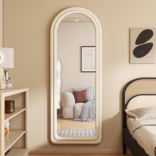 White Arched Full Body Mirror with Stand for Living Room & Bedroom (63x24)