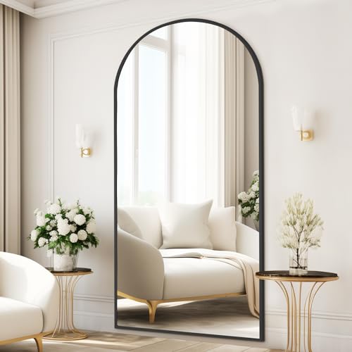 MELOMOIR 76x34 Arched Full Length Floor Mirror - Black, Free-Standing or Leaning