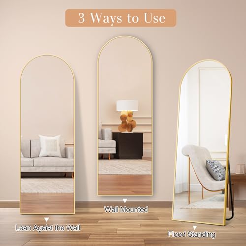 Gold Thin Aluminum Free-Standing Mirror for Bedroom, Living Room, and Dressing Room