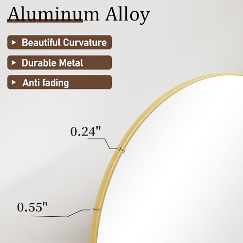 Full Length Arch Mirror with Stand, Gold, for Bedroom and Living Room